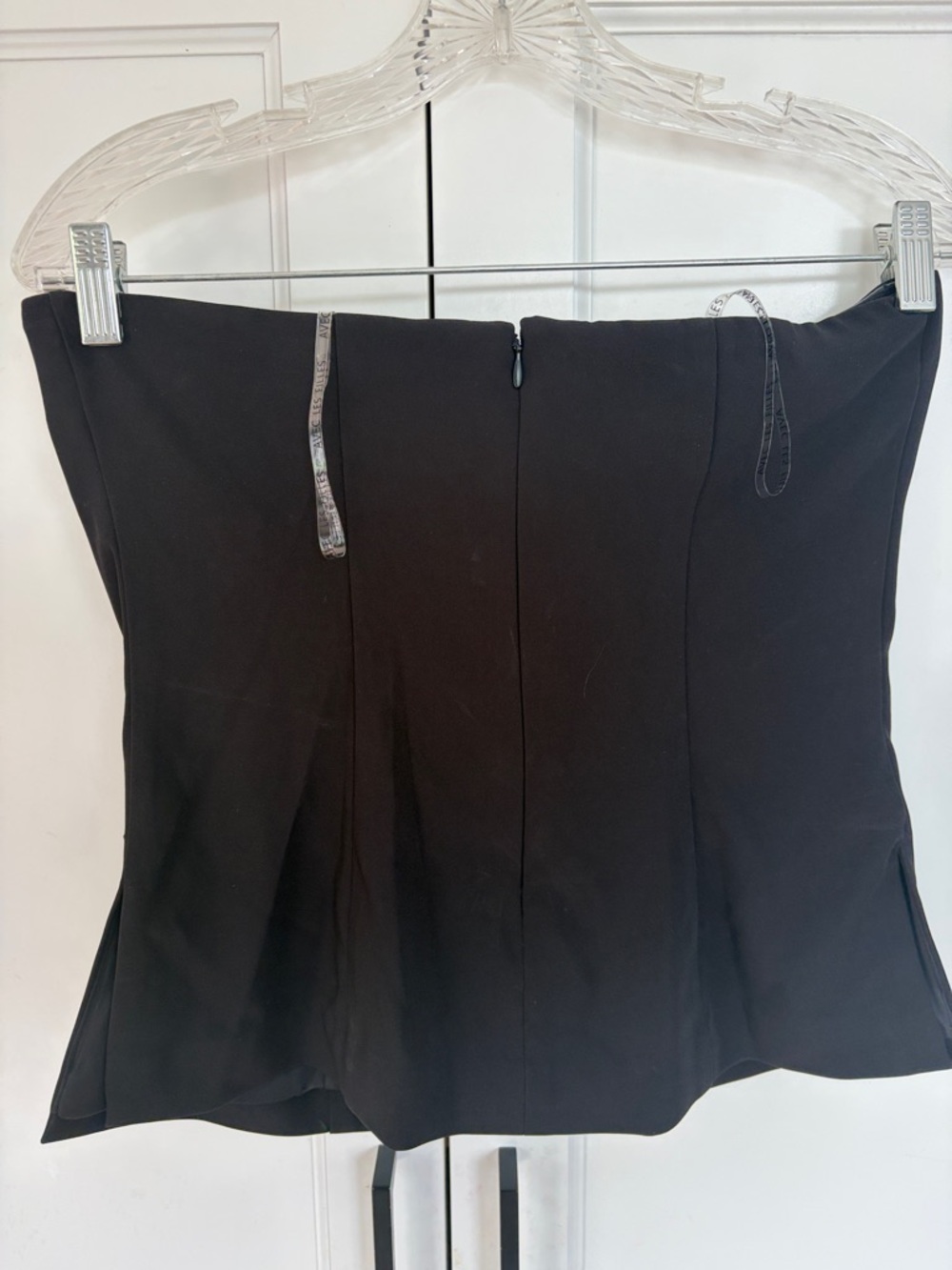 NWOT Avec Les Filles Black Strapless Top with White Bow - Picture 5 of 5